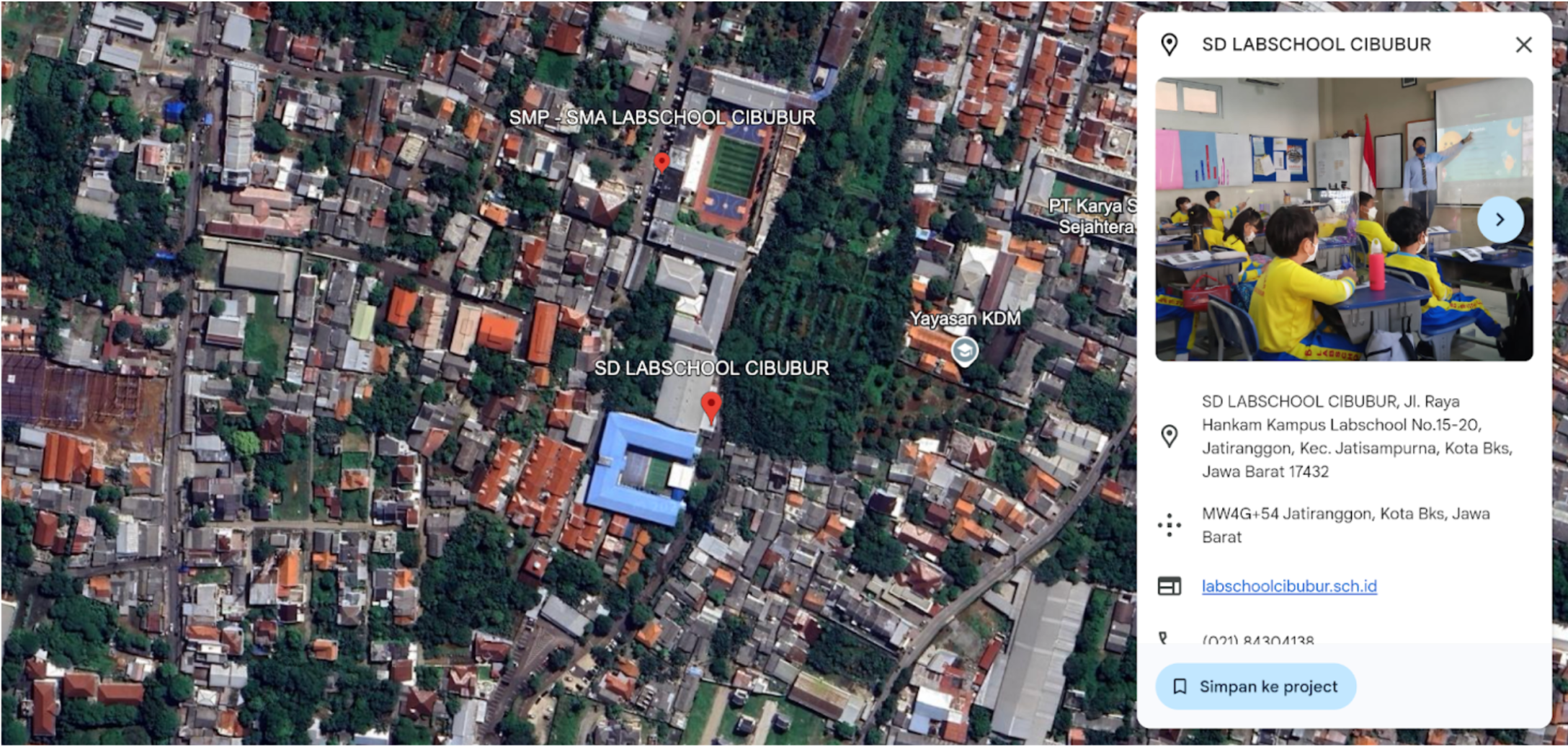 Alamat SD Labschool Cibubur, Akses & Transportasi, di SD Labschool Cibubur, Sekolah Berkarakter