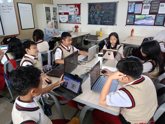 Siswa SD, Membuat Cerita Bergambar Berkelompok di Kelas, Kelas di SD Labschool Cibubur, Sekolah Literasi