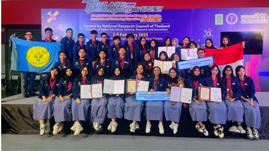 Siswa SMA Labschool Cibubur, juara invention penelitian ajang Thailand Inventors’ Day, di Bangkok Thailand, berpikir kritis dan kreatif, sekolah juara