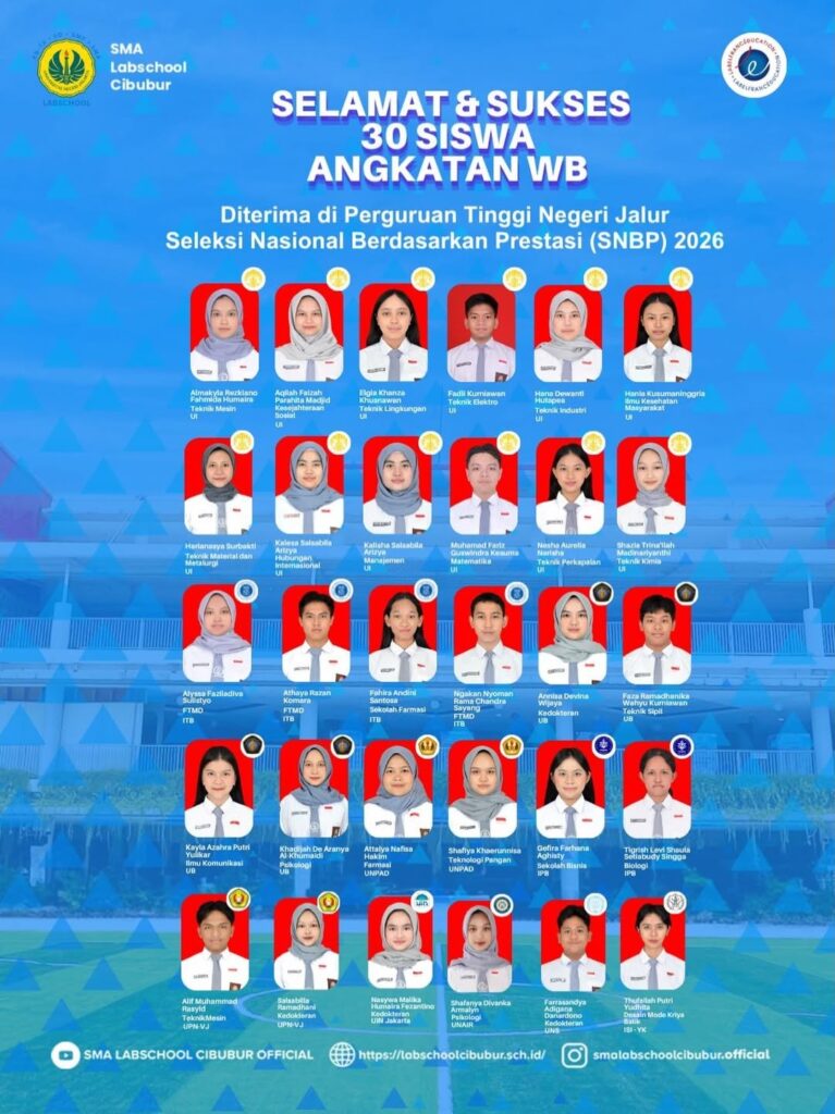 Siswa SMA Labschool Cibubur, Lolos SNBP, Sekolah Juara